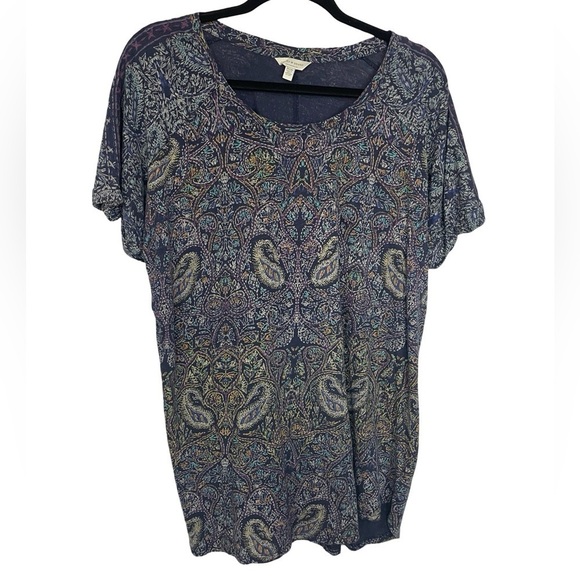 Lucky Brand cotton blend cute Tshirt. Purple and blues paisley pattern. Size 2X - Picture 1 of 4